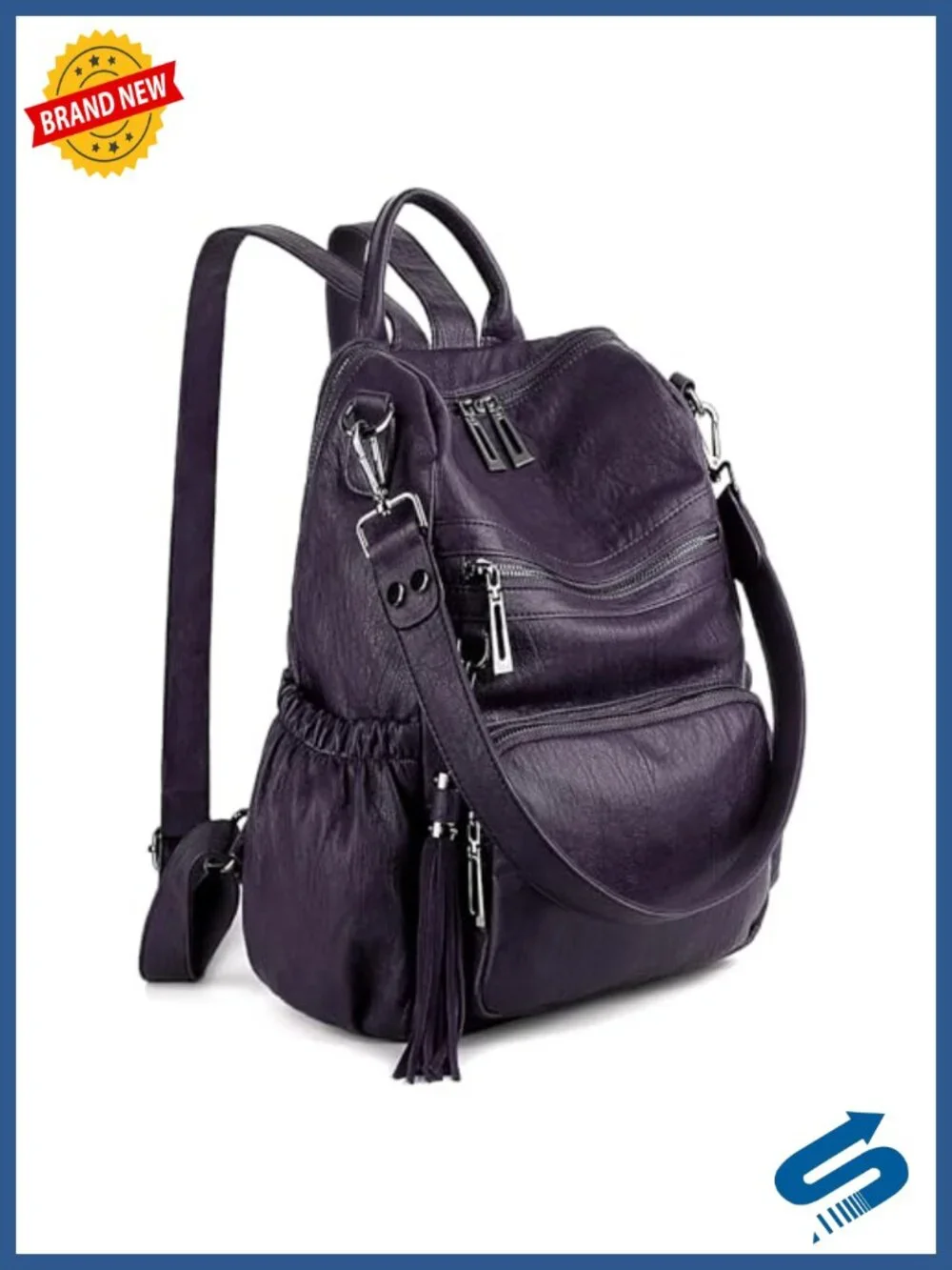 Vegan Leather Fashion Rucksack Convertible Travel Shoulder Bag